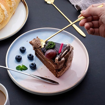 Golden Finished Floral Spoon Set of 4 with Sunflower, Rose , Lily and Daisy Design